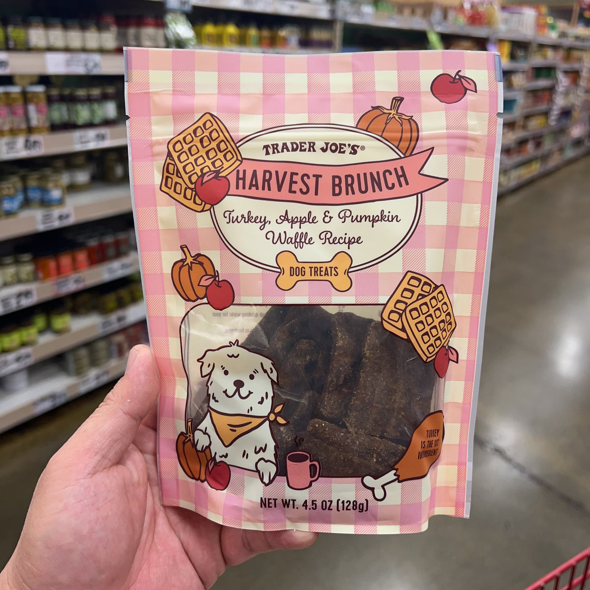Trader Joe's Harvest Brunch Turkey, Apple & Pumpkin Waffle Recipe Dog Treats, 4.5 oz product image 5