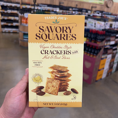 Trader Joe's Savory Squares Vegan Cheddar Style Crackers 5 oz