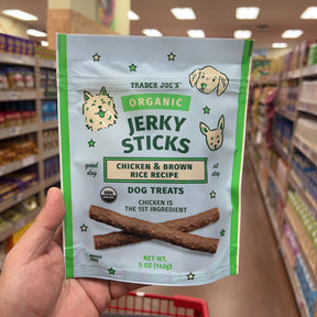 Trader Joe's Organic Chicken & Brown Rice Jerky Sticks — front package view