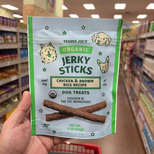 Trader Joe's Organic Chicken & Brown Rice Jerky Sticks — front package view
