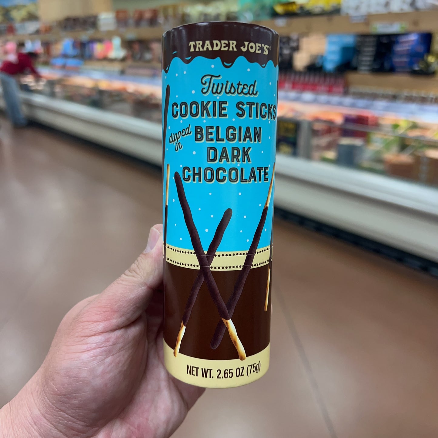 Trader Joe's Twisted Cookie Sticks Dipped in Belgian Dark Chocolate Net Wt. 2.65 oz (75g)