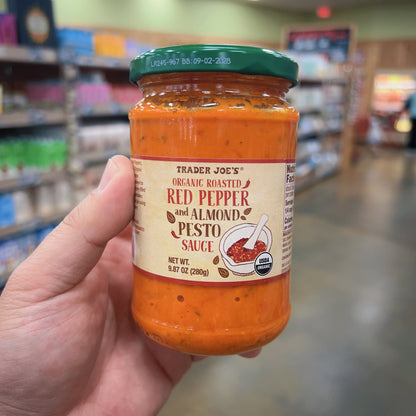 Trader Joe's Organic Roasted Red Pepper & Almond Pesto Sauce 9.87 oz (280g) | USDA Organic | Made in Italy