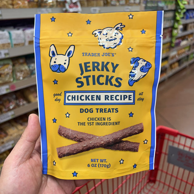Trader Joe's Chicken Jerky Sticks Dog Treats — front package view