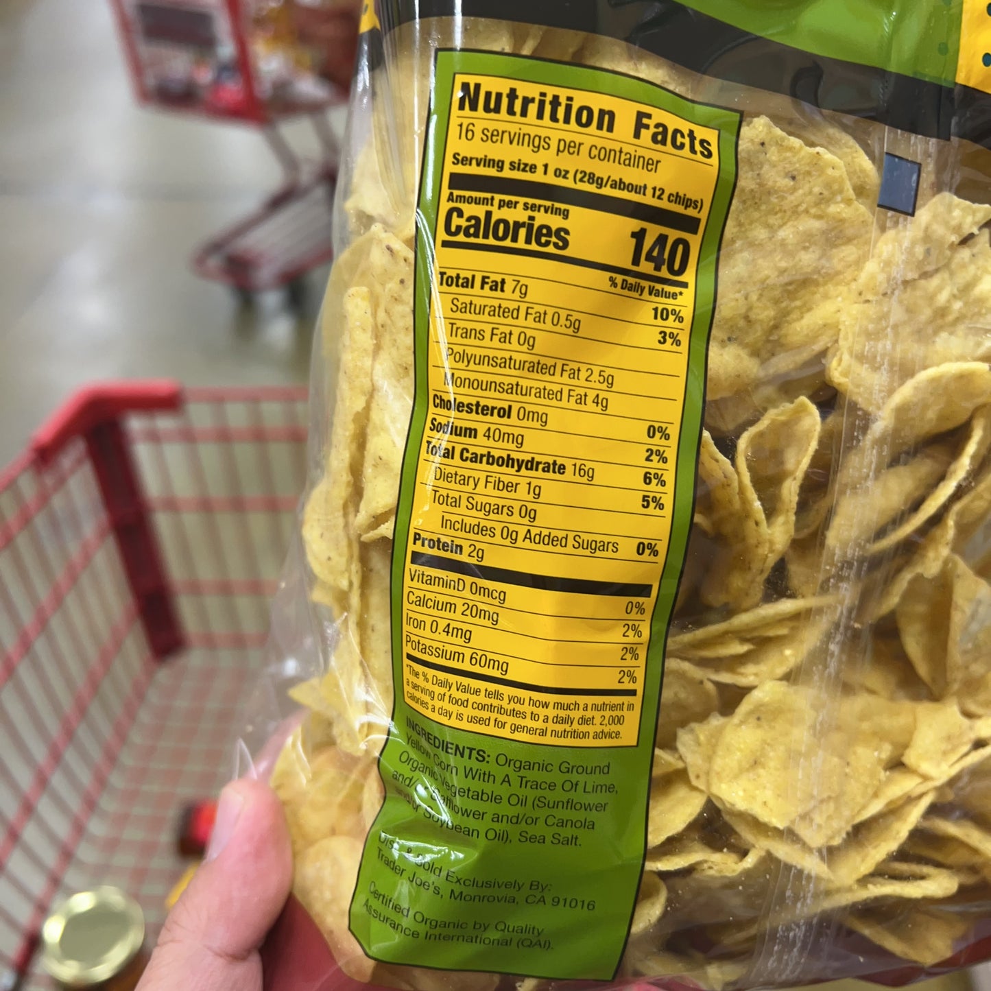 Trader Joe's Organic Tortilla Chips 16 oz (1 lb) — Yellow, Blue & White Corn product image 6