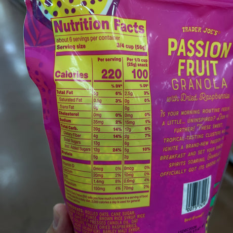 Trader Joe's Passion Fruit Granola with Dried Raspberries 