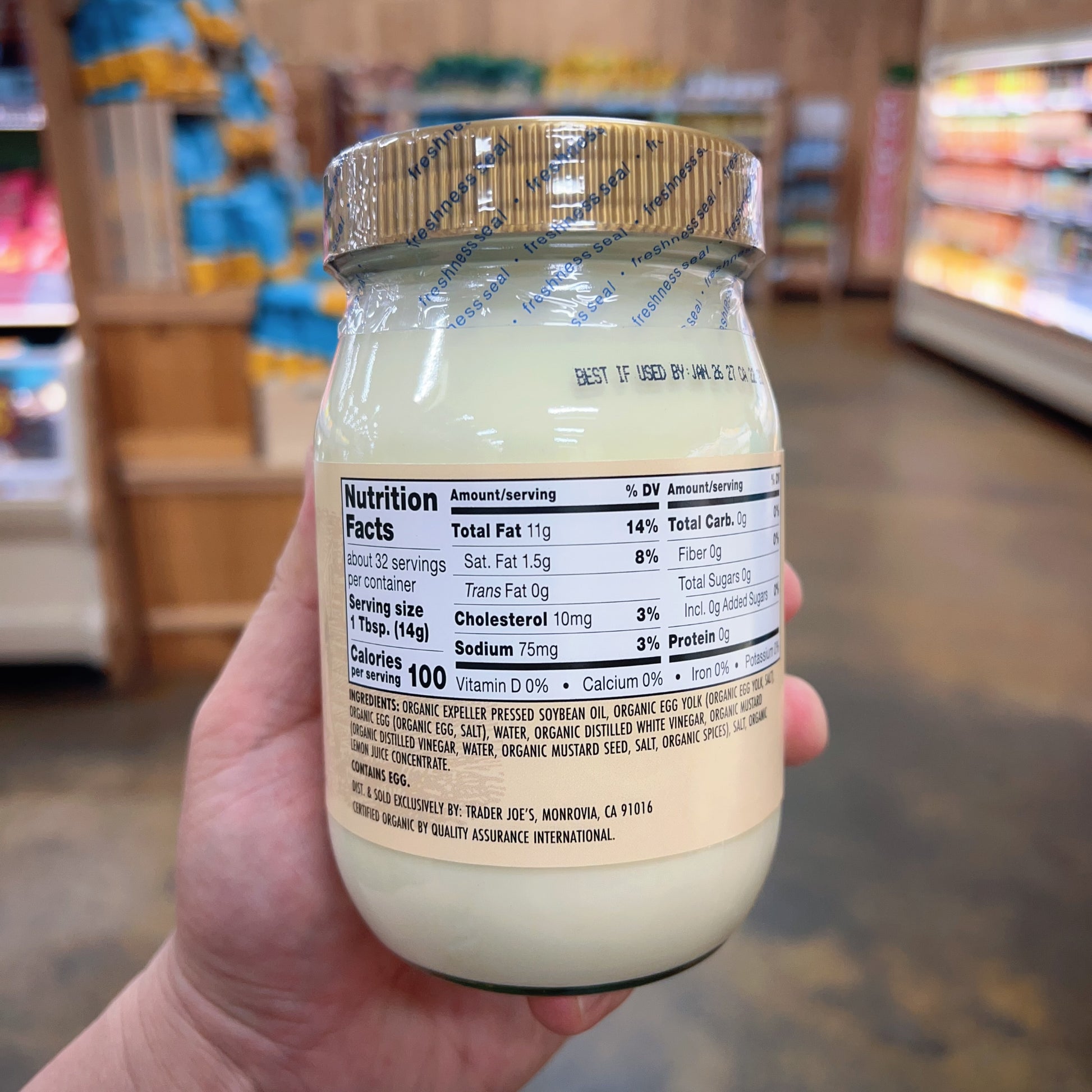 Trader Joe's Organic Mayonnaise USDA Certified Organic • Net Wt. 16 fl oz (473ml)