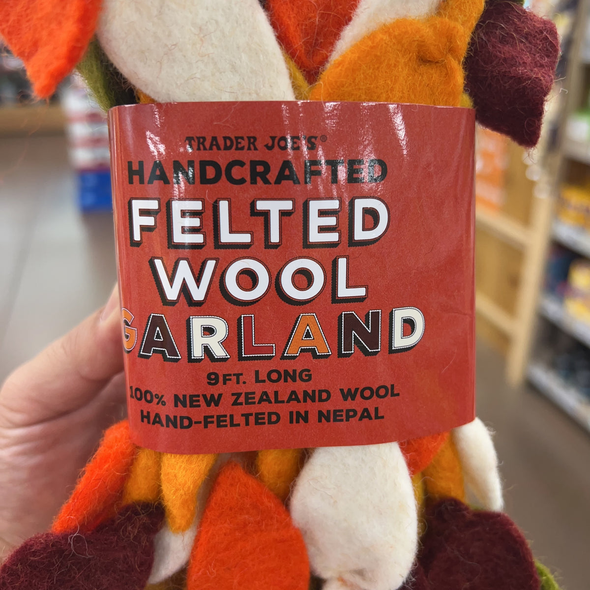 Trader Joe's Handcrafted Felted Wool Garland, 9 ft product image 3
