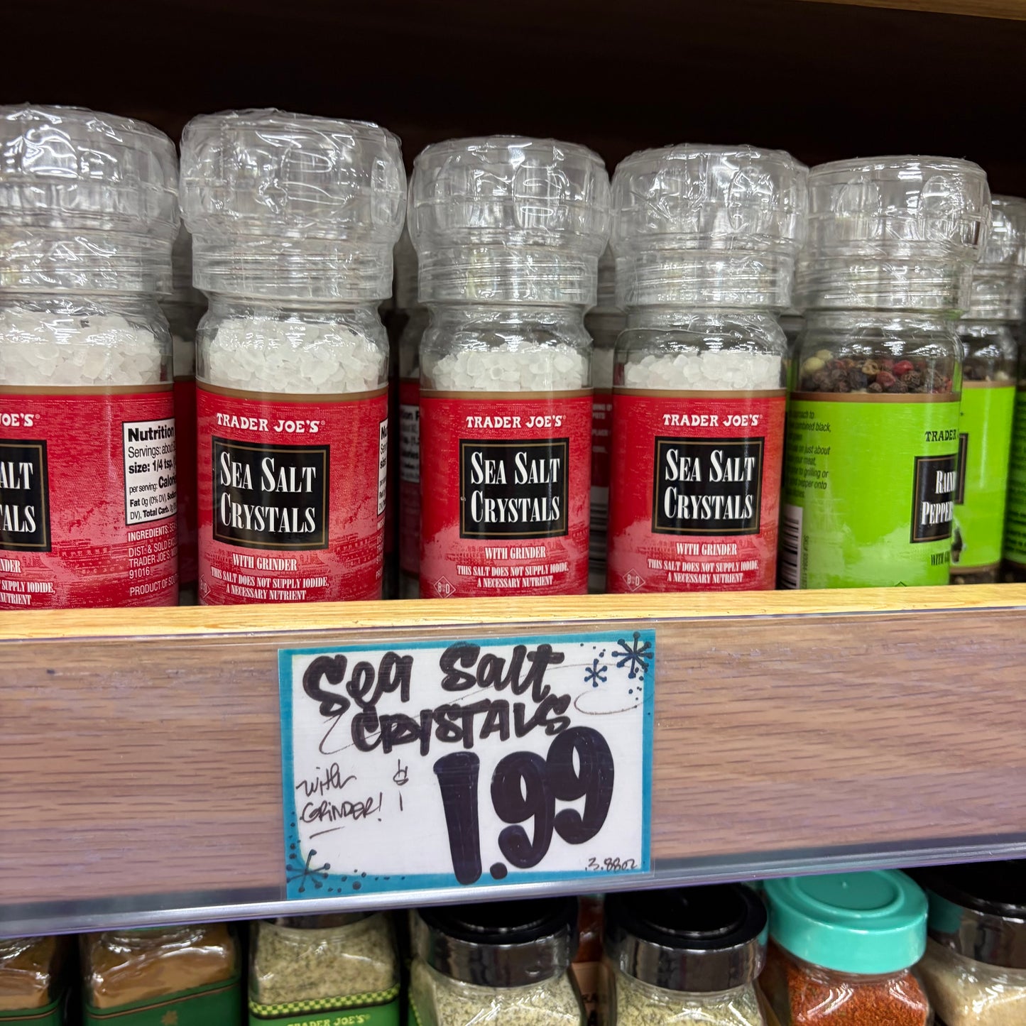 Trader Joe’s Sea Salt Crystals with Grinder 3.88 OZ (110g)