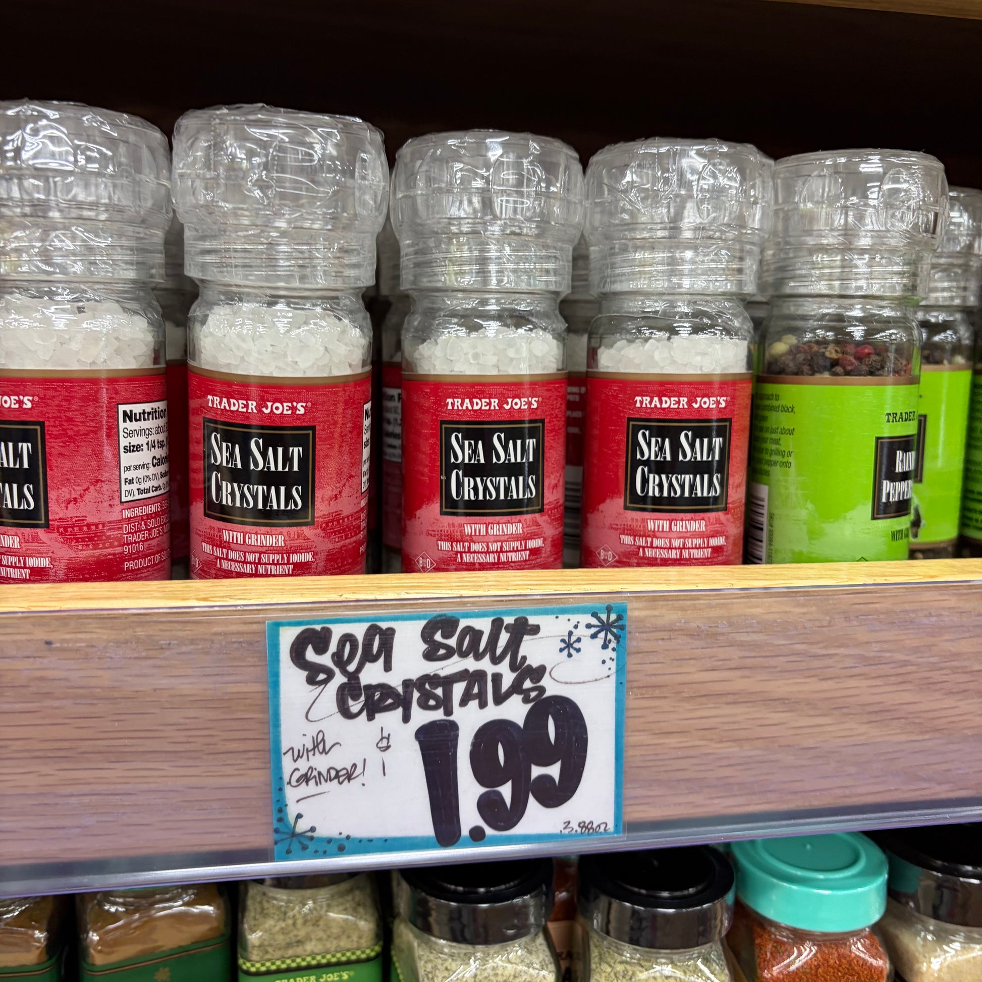 Trader Joe’s Sea Salt Crystals with Grinder 3.88 OZ (110g)