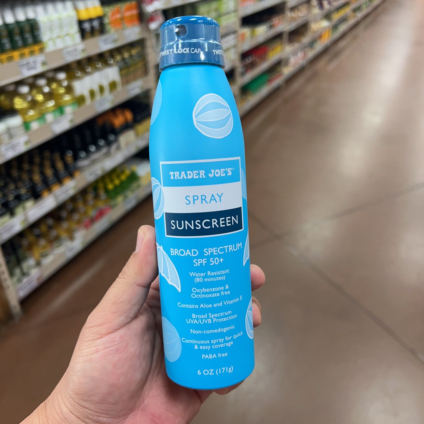 Trader Joe's Spray Sunscreen Broad Spectrum SPF 50+, Water Resistant, 6 oz (171g)