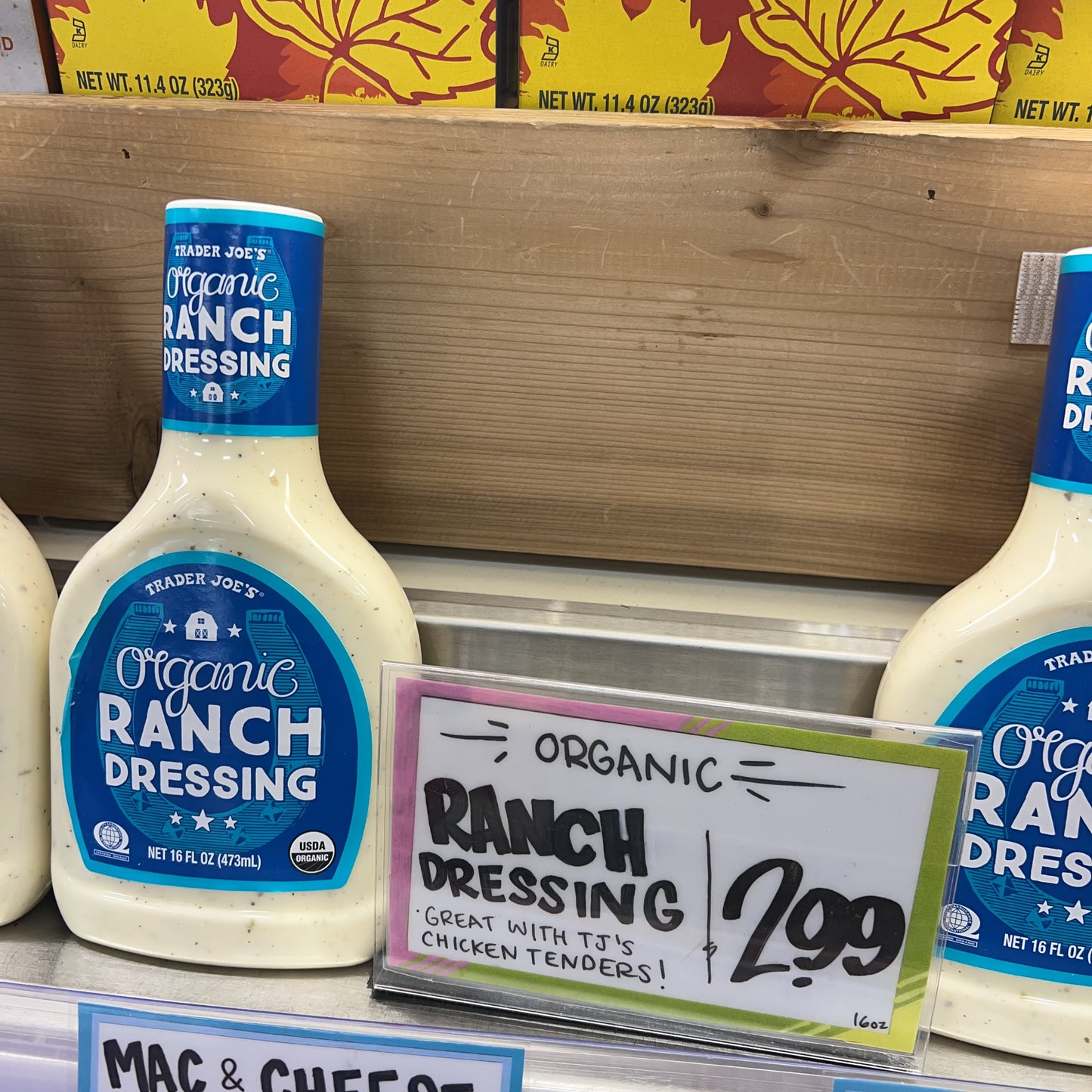 Trader Joe's Organic Ranch Dressing USDA Certified Organic • Net Wt. 16 fl oz (473mL)