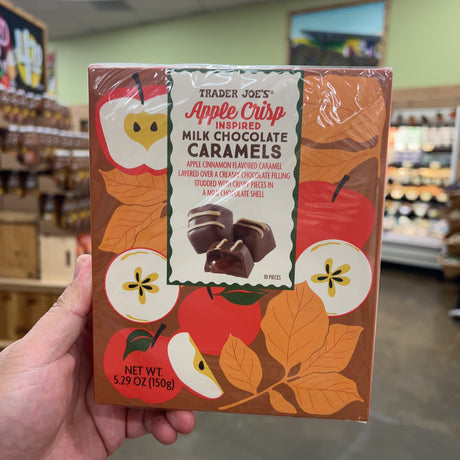 Trader Joe's Apple Crisp Inspired Milk Chocolate Caramels 5.29 oz – product package