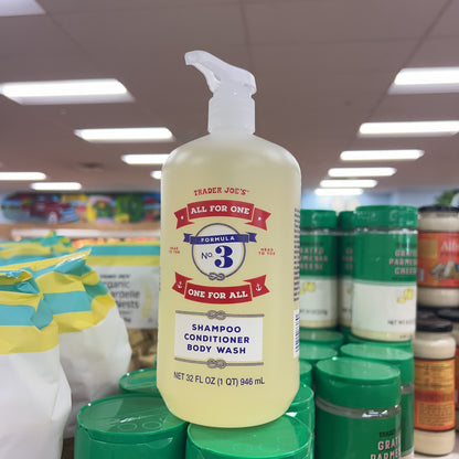 Trader Joe's All For One Formula No.3 3-in-1 Shampoo Conditioner & Body Wash 32 fl oz