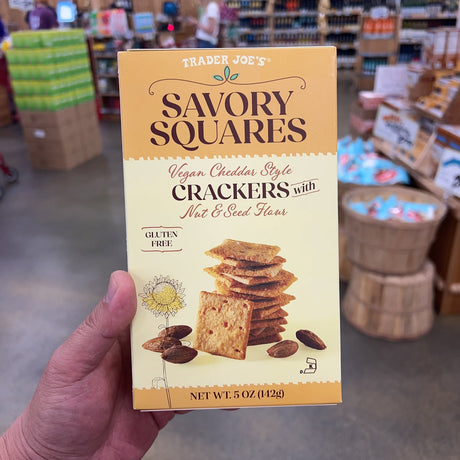 Trader Joe's Savory Squares Vegan Cheddar Style Crackers 5 oz