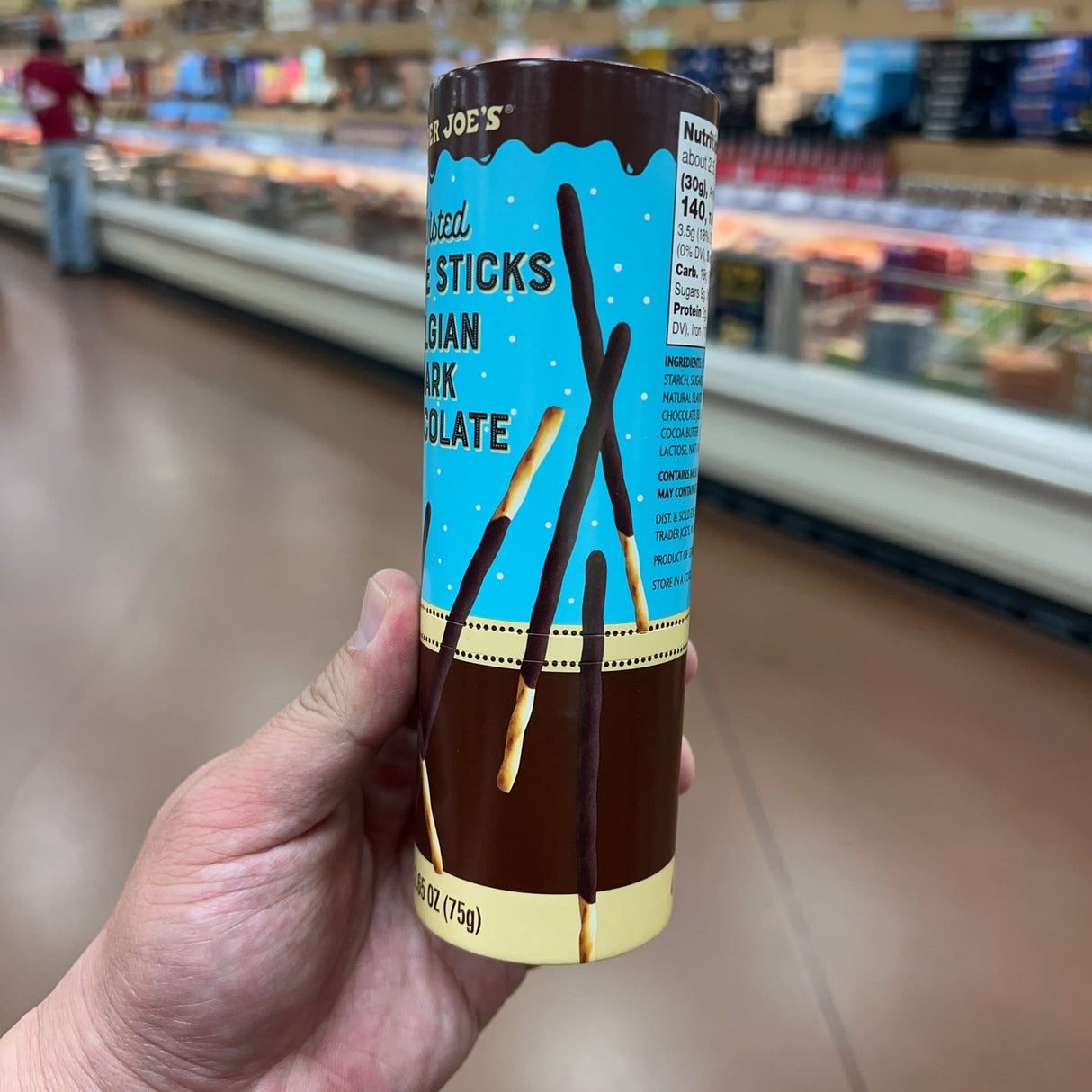 Trader Joe's Twisted Cookie Sticks Dipped in Belgian Dark Chocolate Net Wt. 2.65 oz (75g)