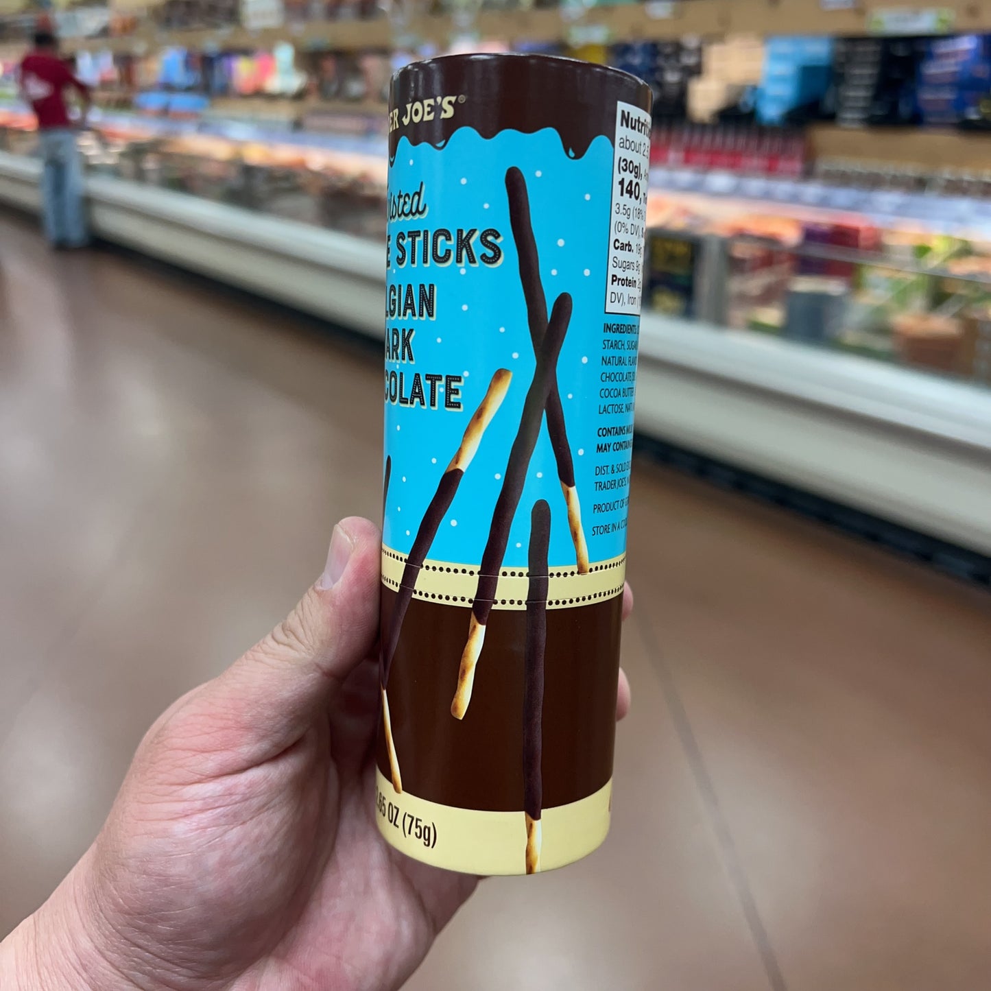Trader Joe's Twisted Cookie Sticks Dipped in Belgian Dark Chocolate Net Wt. 2.65 oz (75g)