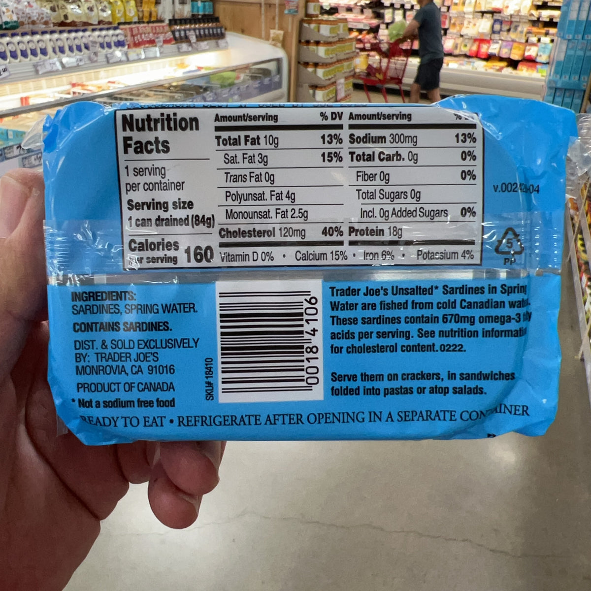 Trader Joe's Wild Caught Unsalted Sardines in Spring Water 3.75 oz
