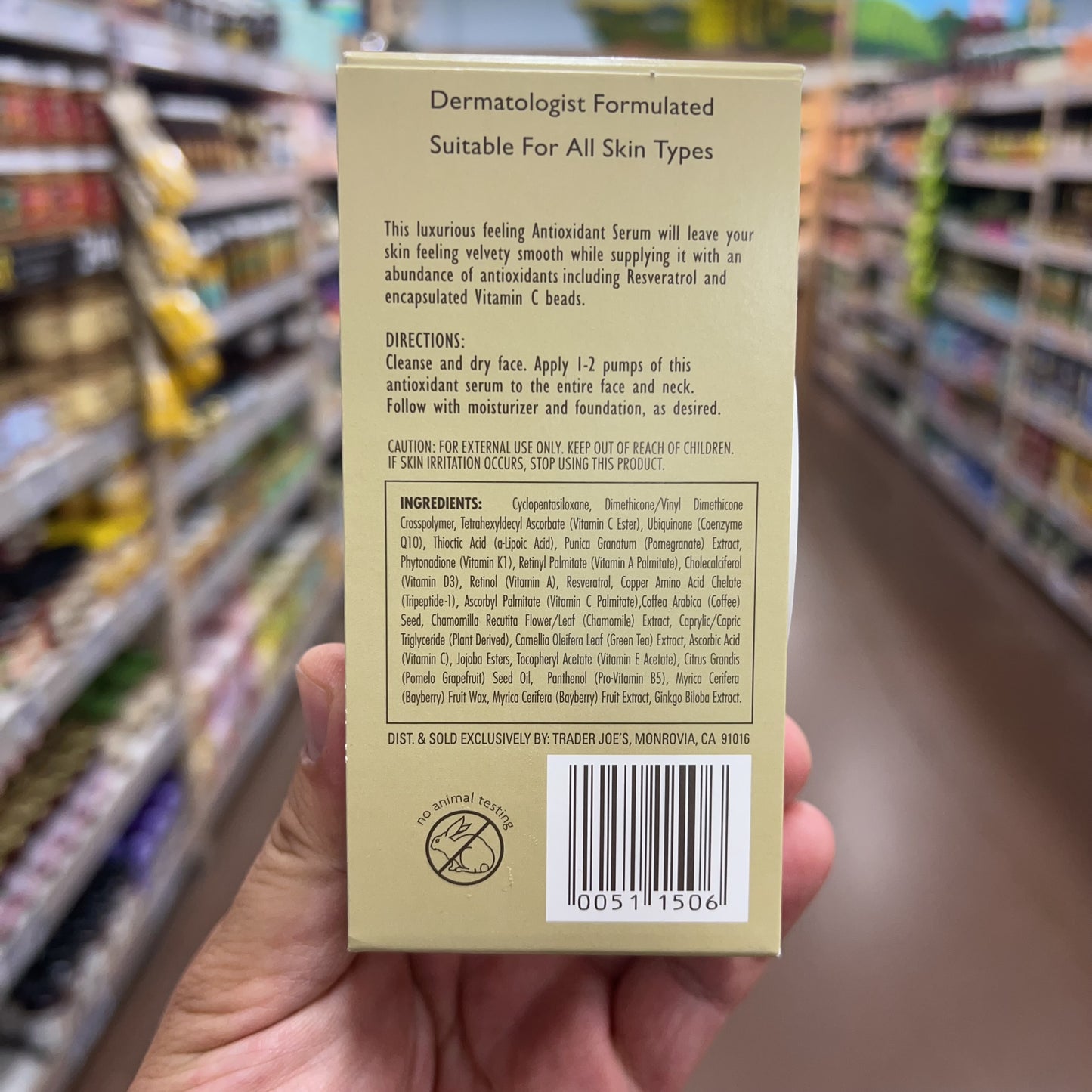 Trader Joe's NOURISH Antioxidant Facial Serum, Dermatologist Formulated, 1 fl oz (30mL)