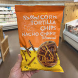 Trader Joe's Rolled Corn Tortilla Chips Nacho Cheese Flavored 9 oz product image