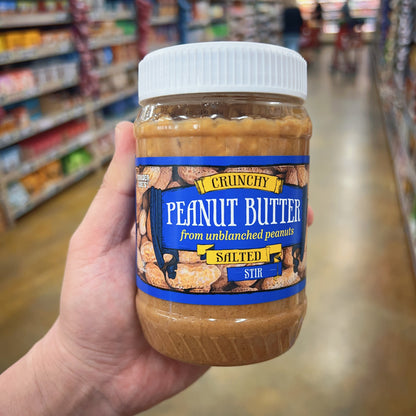Trader Joe's Peanut Butter from Unblanched Peanuts No Additives 16 oz Crunchy Salted