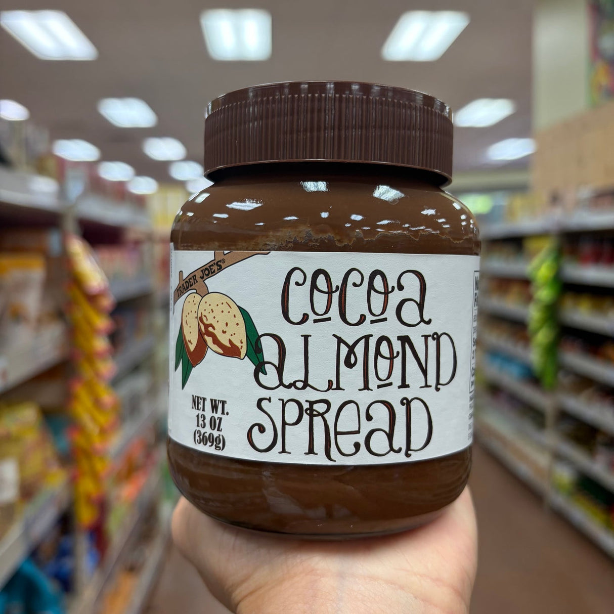 Trader Joe's Cocoa Almond Spread 13 oz No Palm Oil Made in Belgium
