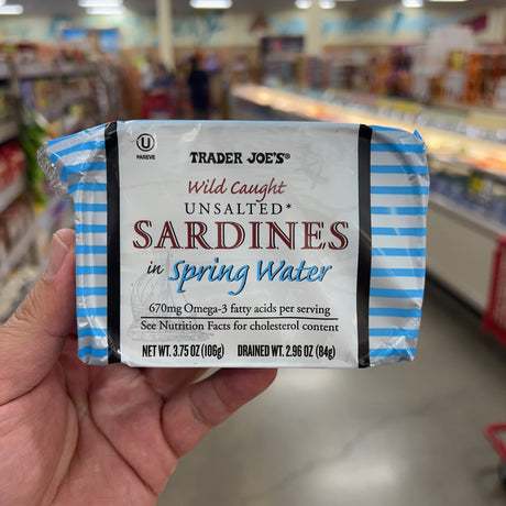 Trader Joe's Wild Caught Unsalted Sardines in Spring Water 3.75 oz – product package
