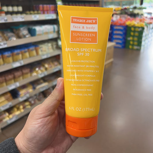 Trader Joe's Face & Body Sunscreen Lotion SPF 30 Broad Spectrum 6 fl oz