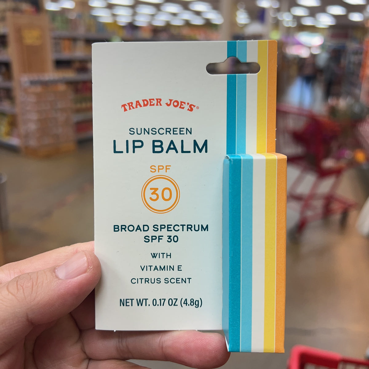 Trader Joe's Sunscreen Lip Balm SPF 30 — front package view