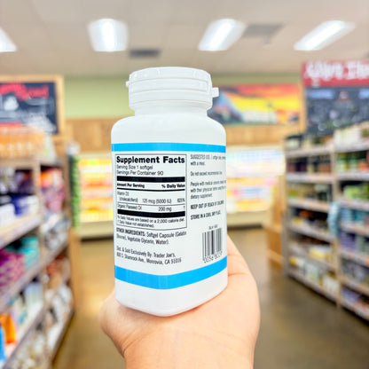 Trader Joe's Vitamin D3 125 mcg (5000 IU) Dietary Supplement 90 Softgels