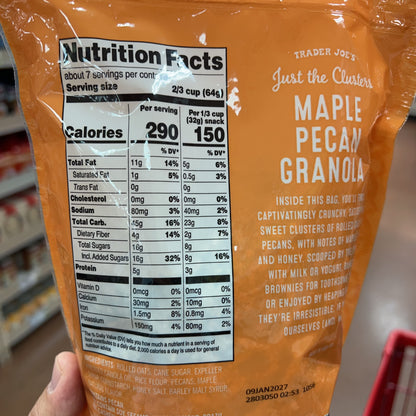 Trader Joe's Just the Clusters Maple Pecan Granola, 16 oz