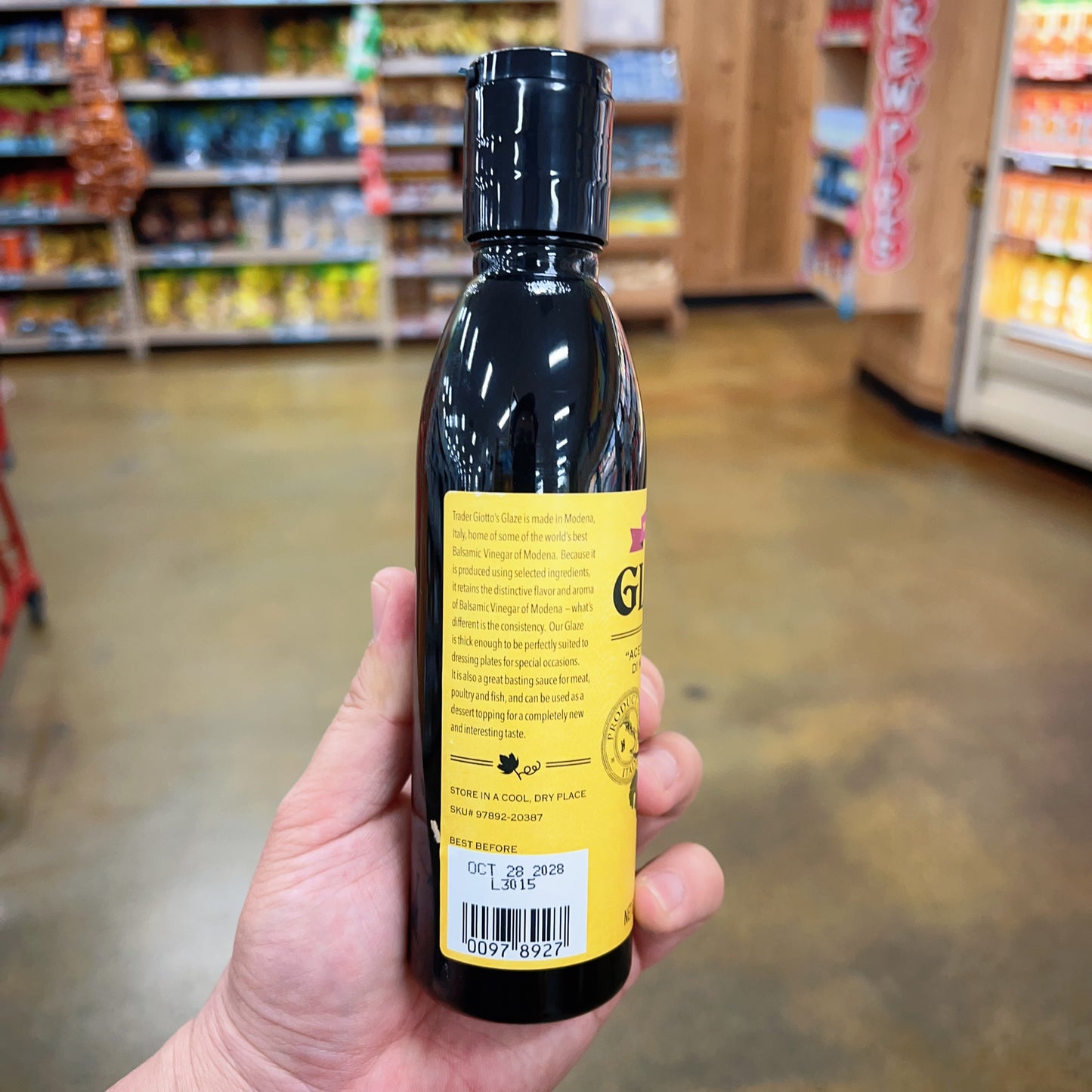 Trader Giotto's Balsamic Glaze with Aceto Balsamico di Modena IGP Product of Italy • Net Wt. 8.45 fl oz (250mL)