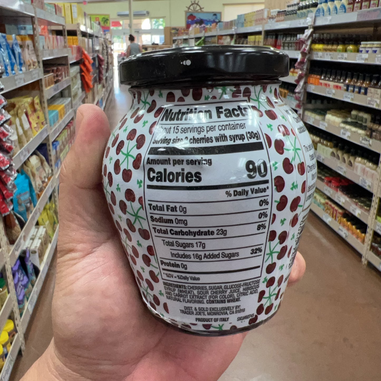 Trader Joe's Pitted Amarena Cherries with Stems in Syrup, 16.2 oz (460g)