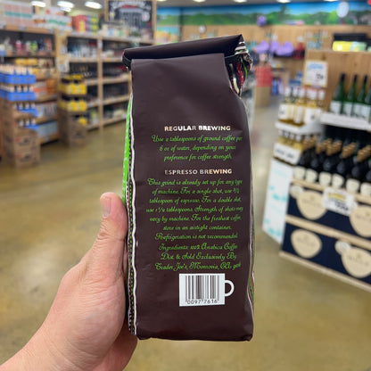 Trader Joe's Shade Grown Ground Espresso Blend Dark Roast 100% Arabica Fine Grind 14 oz