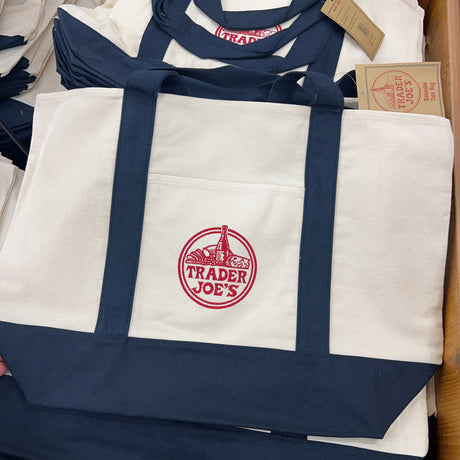 Trader Joe's Large Canvas Tote Bag in Navy Blue (2026), additional product view 5