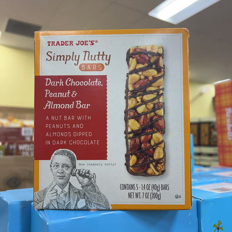 Trader Joe’s Simply Nutty Dark Chocolate Peanut & Almond Bars 5 Pack 7 oz product image
