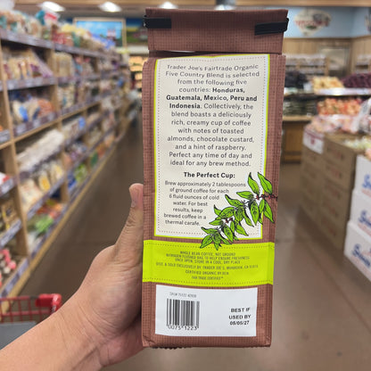 Trader Joe's Fairtrade Organic Five Country Blend Dark Roast Whole Bean Coffee