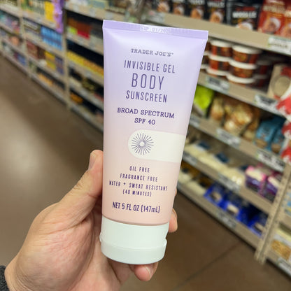Trader Joe's Invisible Gel Body Sunscreen SPF 40 Broad Spectrum 5 fl oz