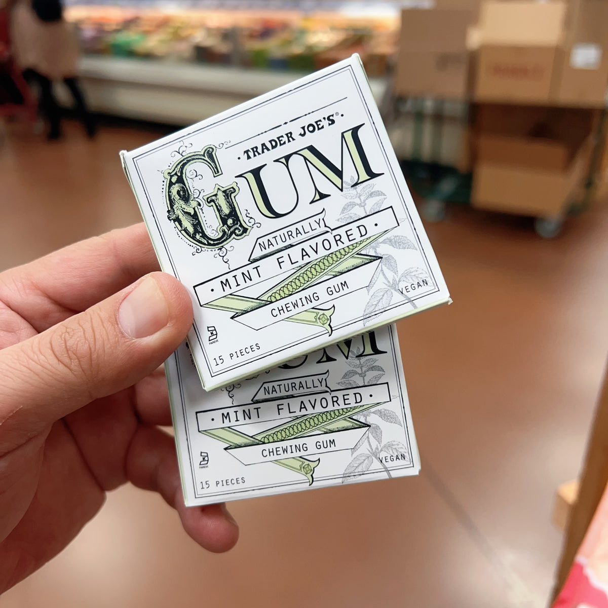 Trader Joe's Naturally Mint Flavored Chewing Gum, 15 Pieces (Pack of 2) product image