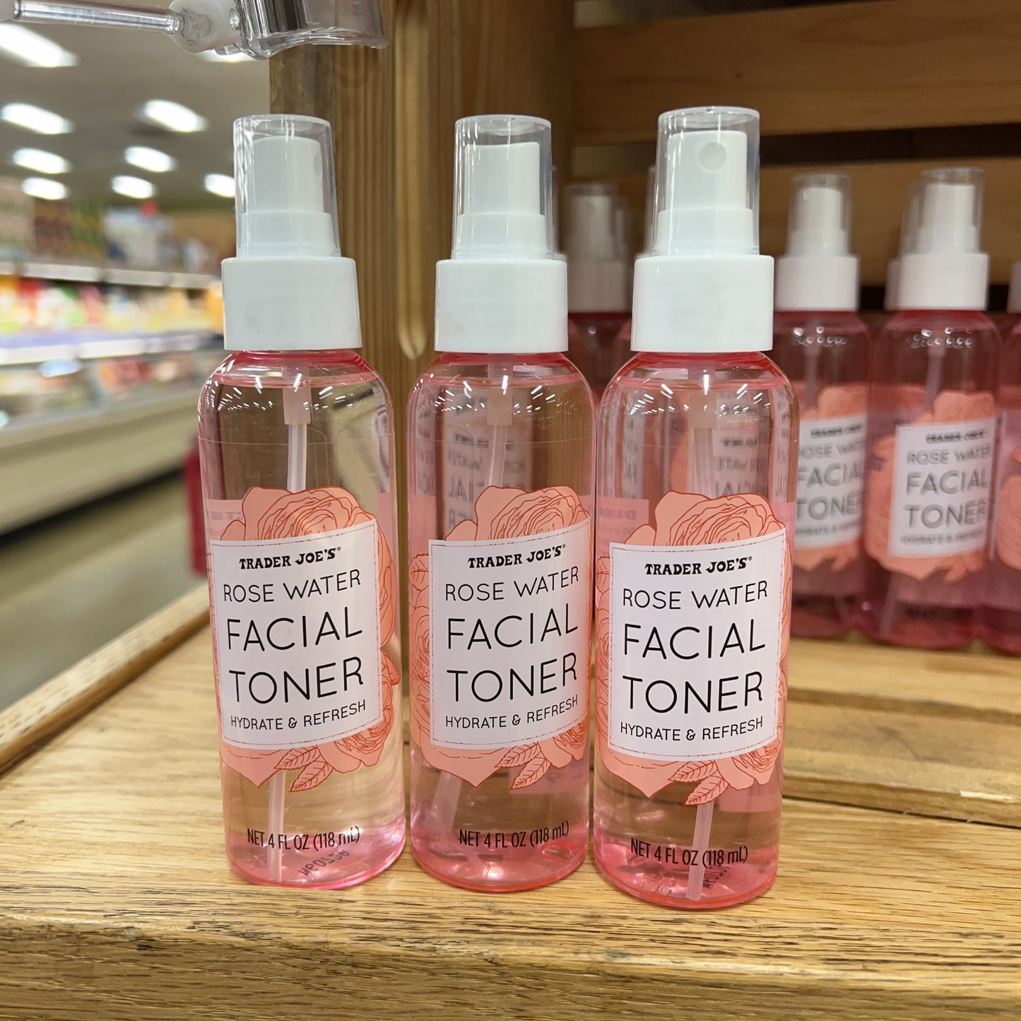 Trader Joe's Rose Water Facial Toner Spray | Hydrating, Alcohol-Free | 4 fl oz (118mL) 3 PCS