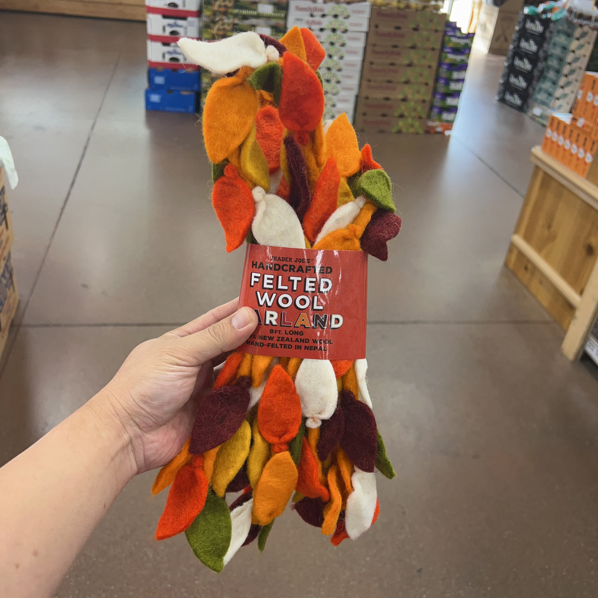 Trader Joe's Handcrafted Felted Wool Garland, 9 ft product image