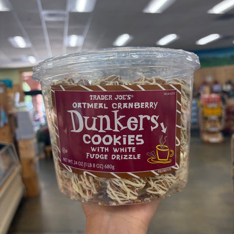Trader Joe's Oatmeal Cranberry Dunkers Cookies with White Fudge Drizzle 24 oz (680g)
