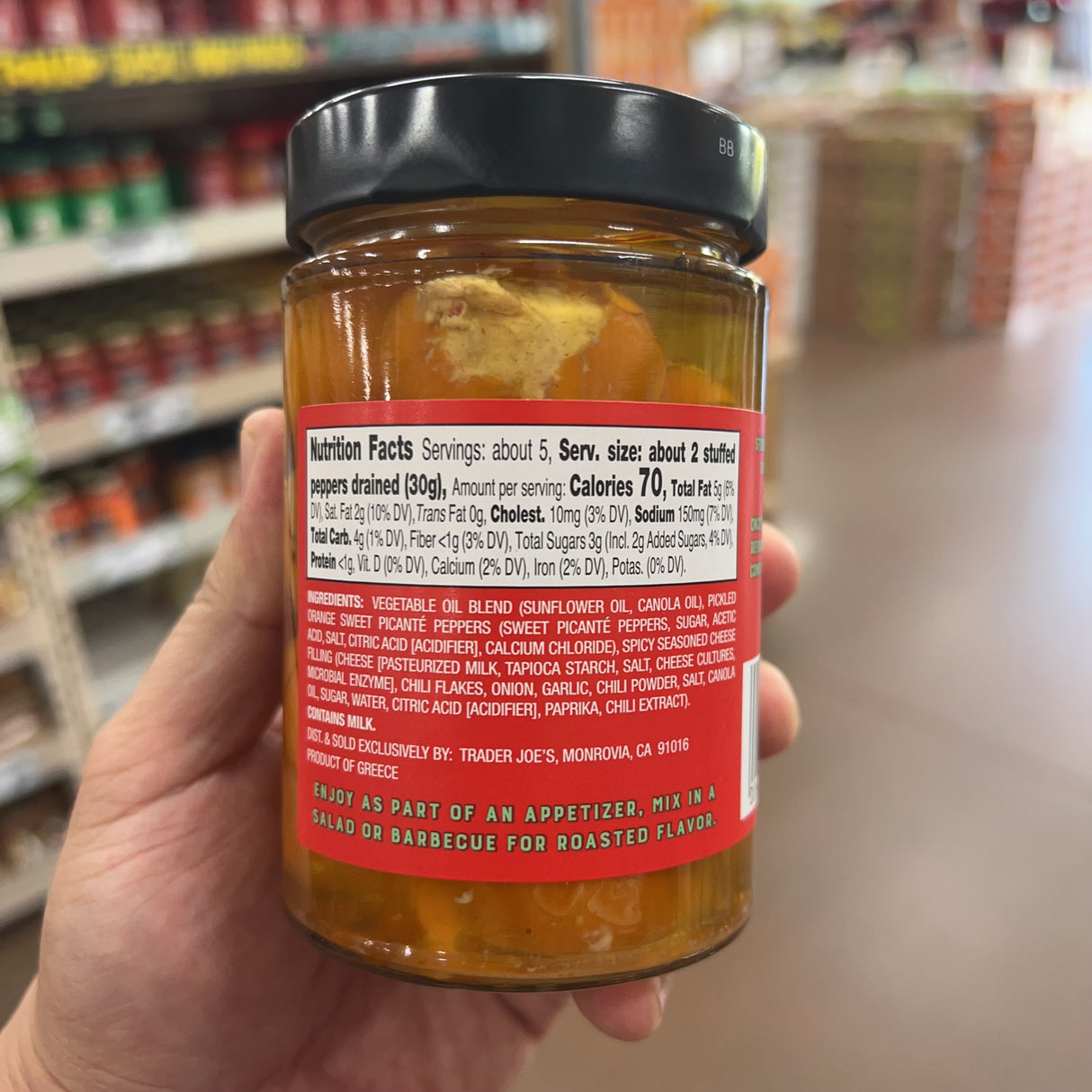 Trader Joe's Spicy & Sweet Picante Peppers with a Spicy Creamy Cheese Filling, 10.23 oz product image 3