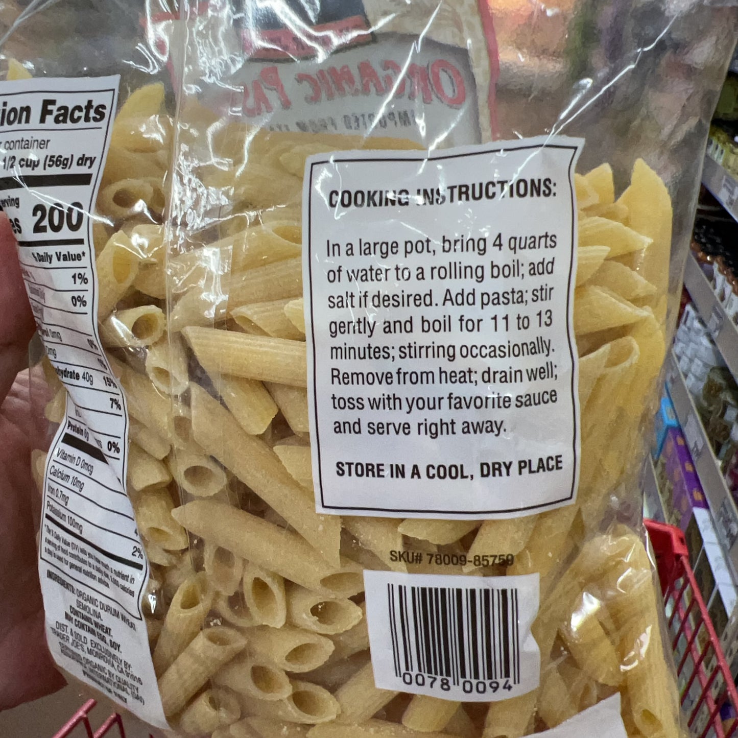 Trader Joe's Organic Pasta Penne Rigate 16 oz (1 lb) product image 4
