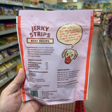 Trader Joe's Beef Jerky Strips Dog Treats — product label detail