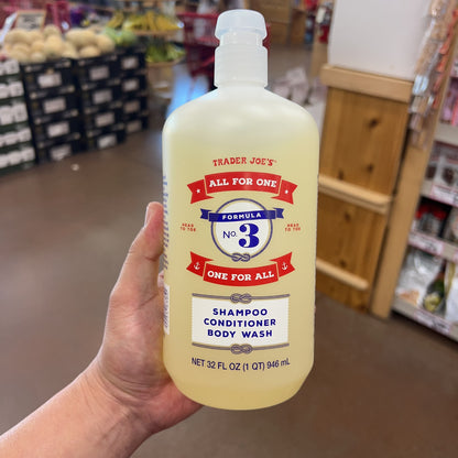Trader Joe's All For One Formula No.3 3-in-1 Shampoo Conditioner & Body Wash 32 fl oz