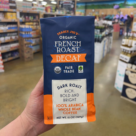 Trader Joe's Organic French Roast Decaf Coffee Dark Roast 100% Arabica Whole Bean 13 oz