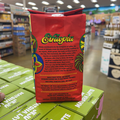 Trader Joe's Organic Fair Trade Shade Grown Ethiopian Coffee Medium Dark Roast 100% Arabica Whole Bean 13 oz