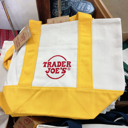 Trader Joe’s Mini Canvas Tote Bag Yellow Reusable Limited Edition