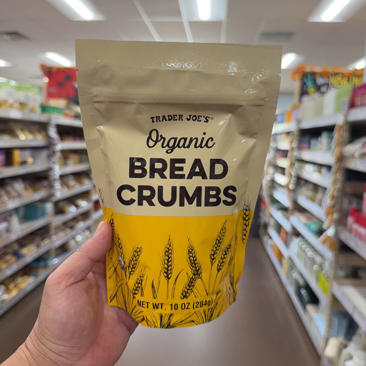 Front of Trader Joe's Organic Bread Crumbs resealable pouch, 10 oz (284 g).