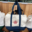 Trader Joe's Large Canvas Tote Bag in Navy Blue (2026), front view